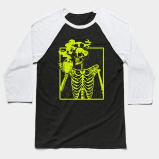 Coffee Drinking Skeleton Skull Halloween Baseball T-Shirt